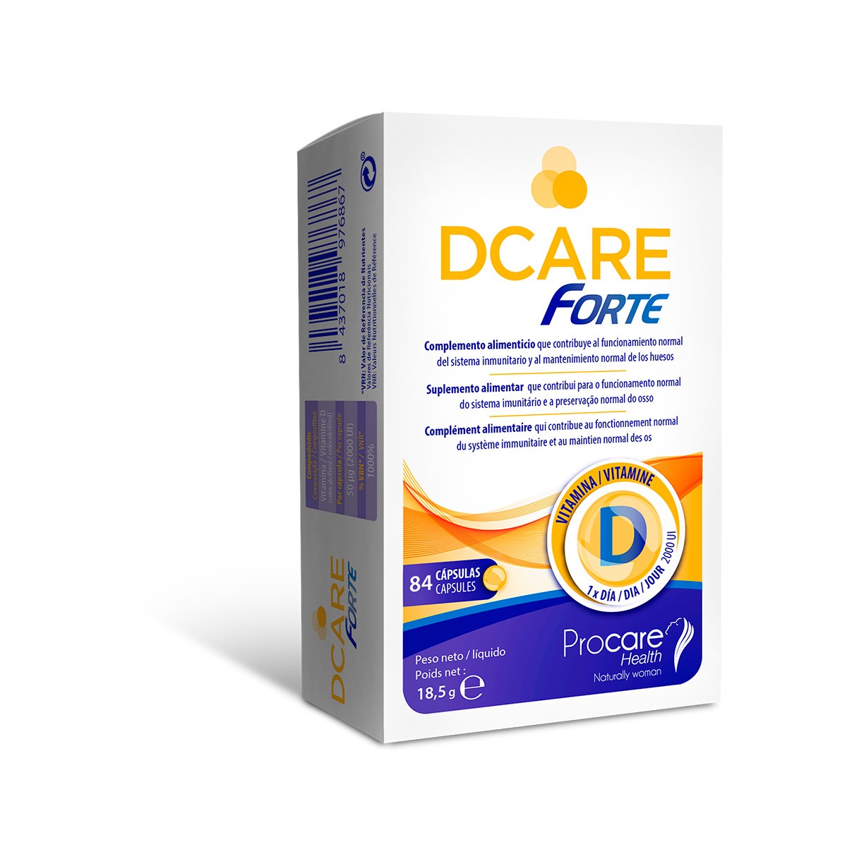 Procare Dcare 2000 IU vitamina D3 28 cápsulas